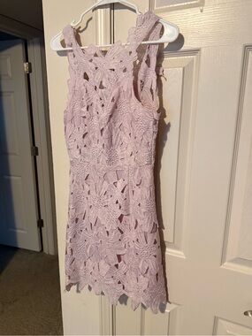 Elegant Lace Floral Shift Dress in Light Lavender by ARK NC.